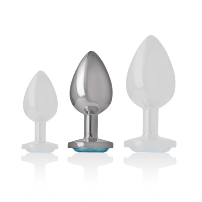 INTENSE - ALUMINUM METAL ANAL PLUG BLUE HEART SIZE M - Kink&Play