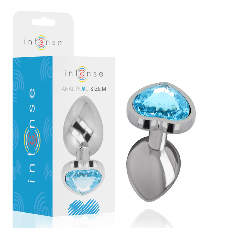INTENSE - ALUMINUM METAL ANAL PLUG BLUE HEART SIZE M - Kink&Play