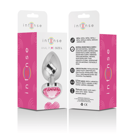 INTENSE - ALUMINUM METAL ANAL PLUG PINK HEART SIZE L - Kink&Play