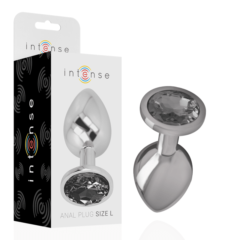 INTENSE - ALUMINUM METAL ANAL PLUG WITH BLACK GLASS SIZE L - Kink&Play