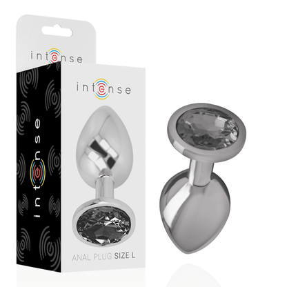 INTENSE - ALUMINUM METAL ANAL PLUG WITH BLACK GLASS SIZE L - Kink&Play