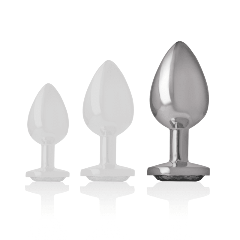 INTENSE - ALUMINUM METAL ANAL PLUG WITH BLACK GLASS SIZE L - Kink&Play