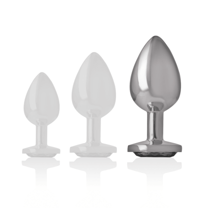 INTENSE - ALUMINUM METAL ANAL PLUG WITH BLACK GLASS SIZE L - Kink&Play