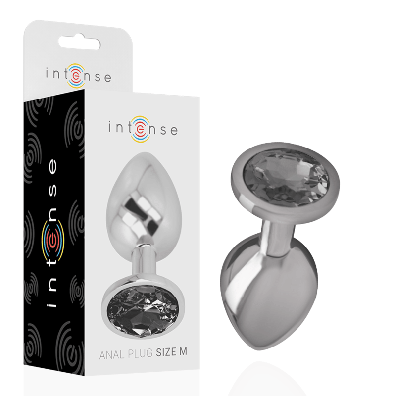 INTENSE - ALUMINUM METAL ANAL PLUG WITH BLACK GLASS SIZE M - Kink&Play