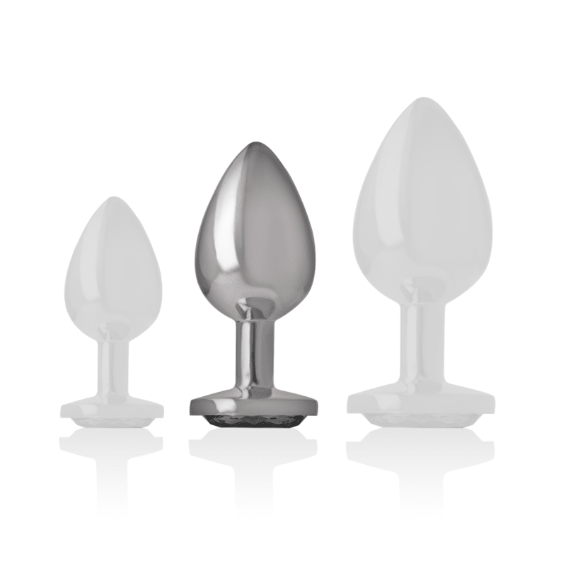 INTENSE - ALUMINUM METAL ANAL PLUG WITH BLACK GLASS SIZE M - Kink&Play