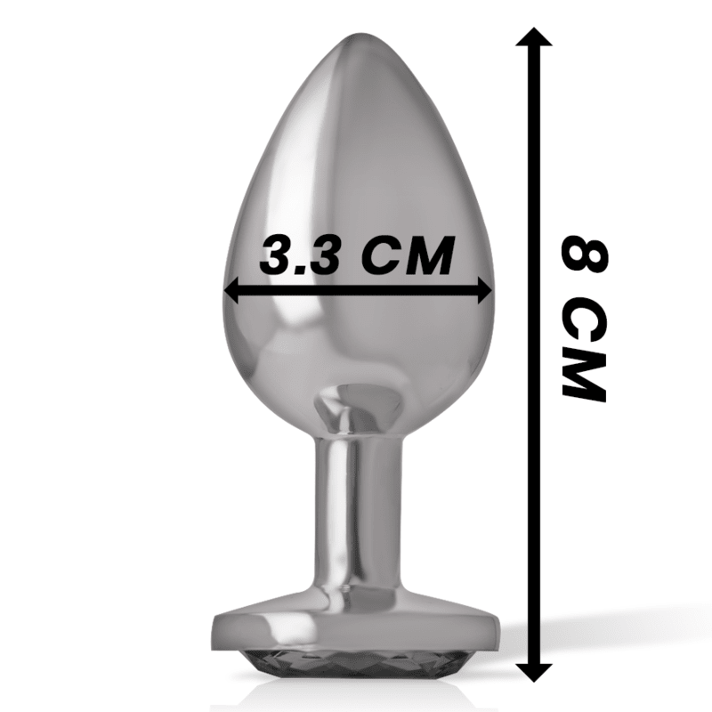 INTENSE - ALUMINUM METAL ANAL PLUG WITH BLACK GLASS SIZE M - Kink&Play