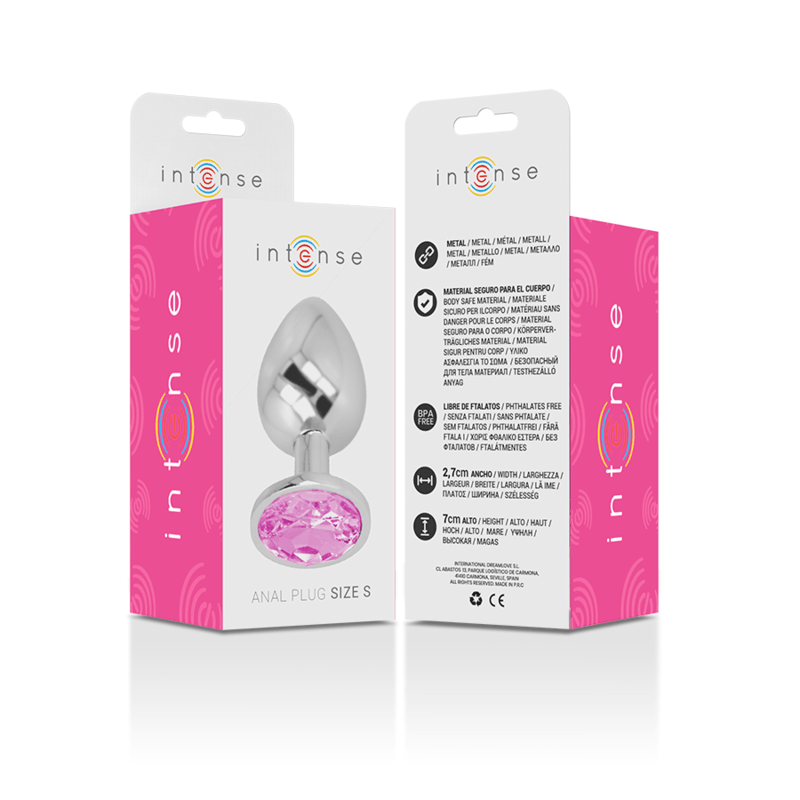 INTENSE - ALUMINUM METAL ANAL PLUG WITH PINK CRYSTAL SIZE S - Kink&Play