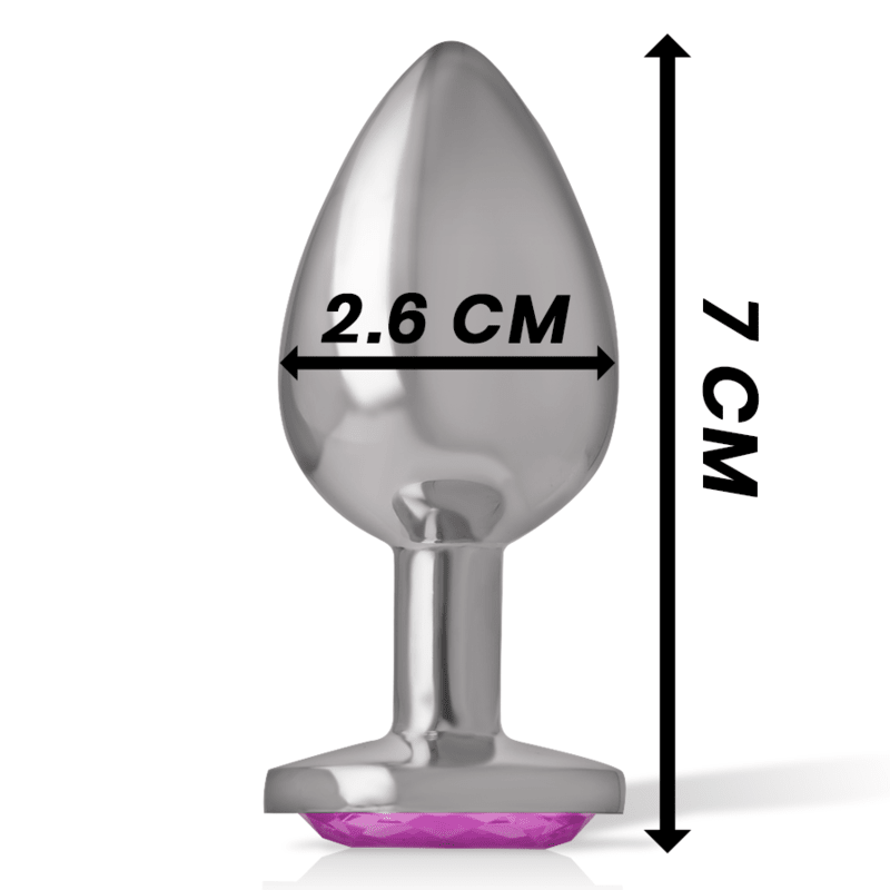 INTENSE - ALUMINUM METAL ANAL PLUG WITH PINK CRYSTAL SIZE S - Kink&Play