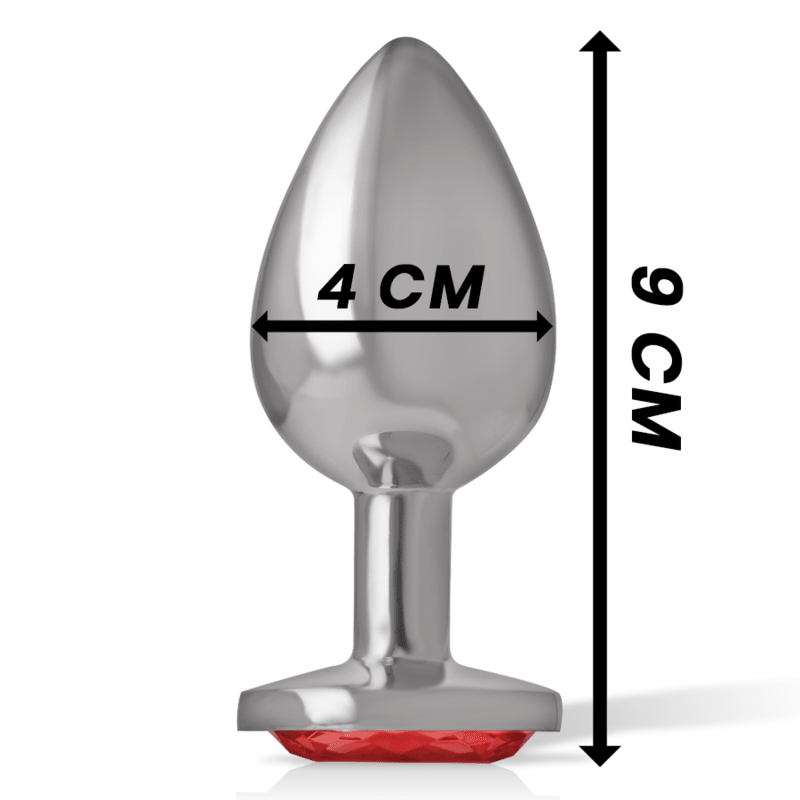 INTENSE - ALUMINUM METAL ANAL PLUG WITH RED CRYSTAL SIZE L - Kink&Play
