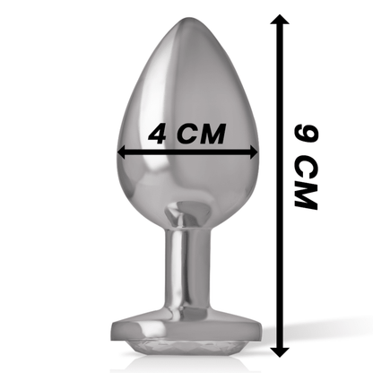 INTENSE - ALUMINUM METAL ANAL PLUG WITH SILVER CRYSTAL SIZE L - Kink&Play