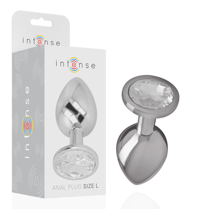 INTENSE - ALUMINUM METAL ANAL PLUG WITH SILVER CRYSTAL SIZE L - Kink&Play