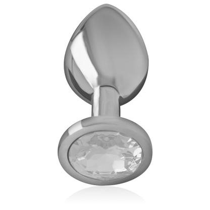 INTENSE - ALUMINUM METAL ANAL PLUG WITH SILVER CRYSTAL SIZE L - Kink&Play