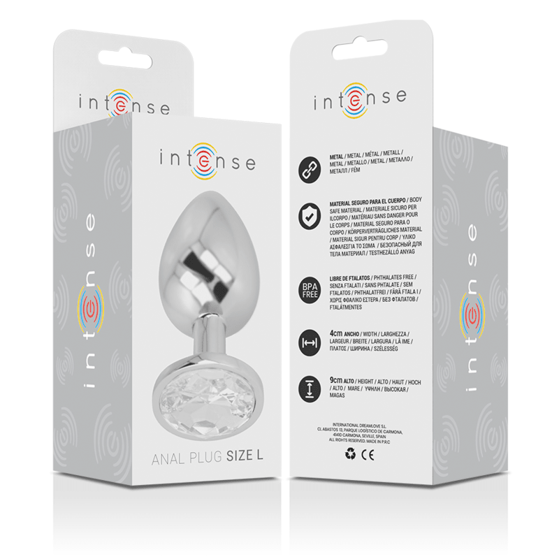 INTENSE - ALUMINUM METAL ANAL PLUG WITH SILVER CRYSTAL SIZE L - Kink&Play