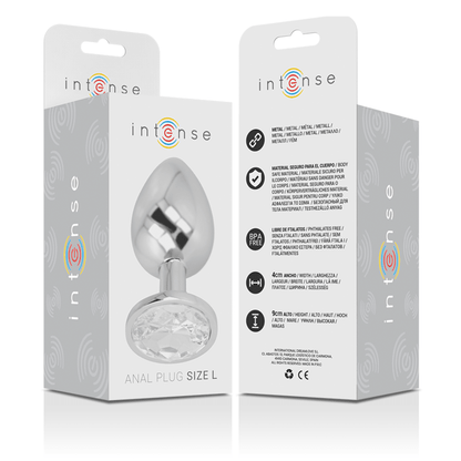 INTENSE - ALUMINUM METAL ANAL PLUG WITH SILVER CRYSTAL SIZE L - Kink&Play