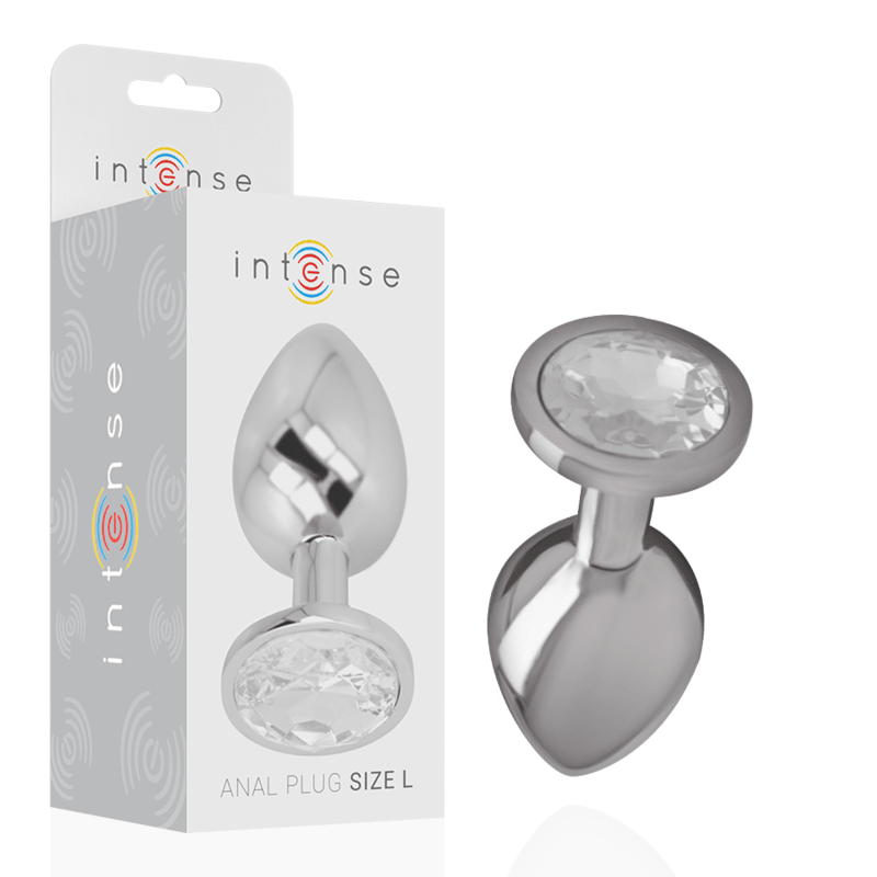 INTENSE - ALUMINUM METAL ANAL PLUG WITH SILVER CRYSTAL SIZE L - Kink&Play