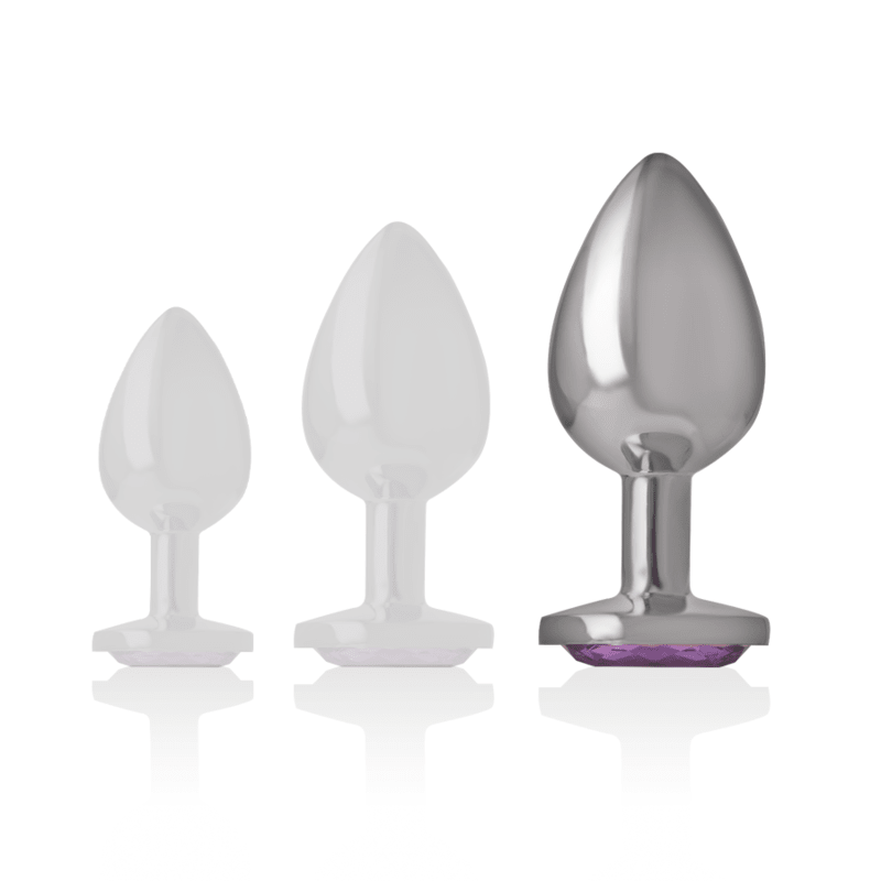INTENSE - ALUMINUM METAL ANAL PLUG WITH VIOLET CRYSTAL SIZE L - Kink&Play