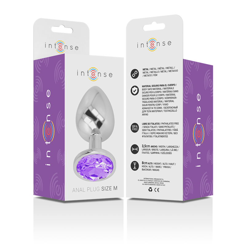 INTENSE - ALUMINUM METAL ANAL PLUG WITH VIOLET CRYSTAL SIZE M - Kink&Play