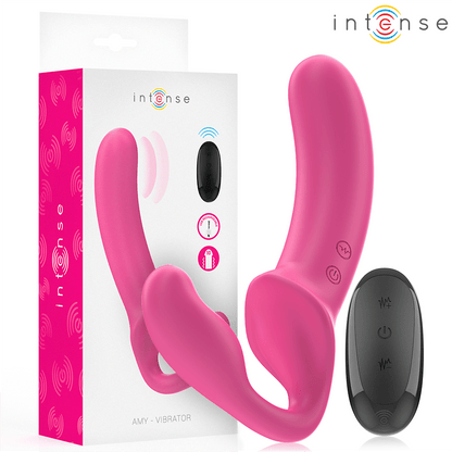 INTENSE - AMY DOUBLE VIBRATOR 20 CM PINK REMOTE CONTROL - Kink&Play