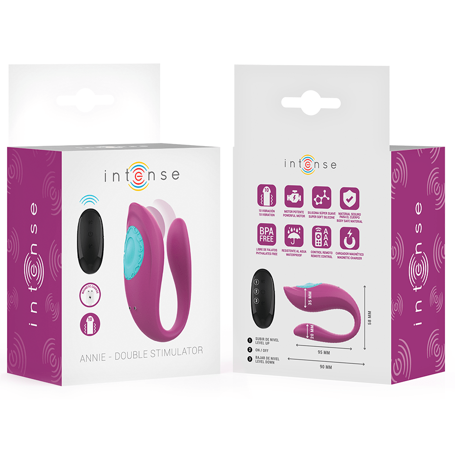 INTENSE - ANNIE U - SHAPED VIBRATOR AND STIMULATOR PURPLE REMOTE CONTROL - Kink&Play