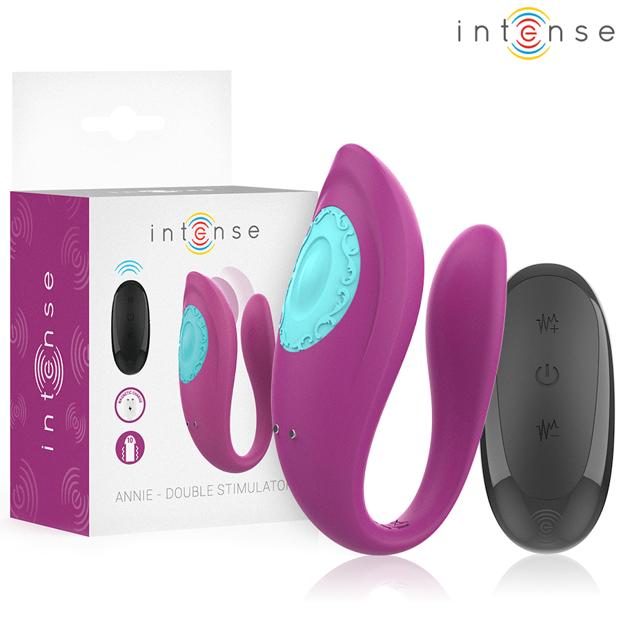 INTENSE - ANNIE U - SHAPED VIBRATOR AND STIMULATOR PURPLE REMOTE CONTROL - Kink&Play