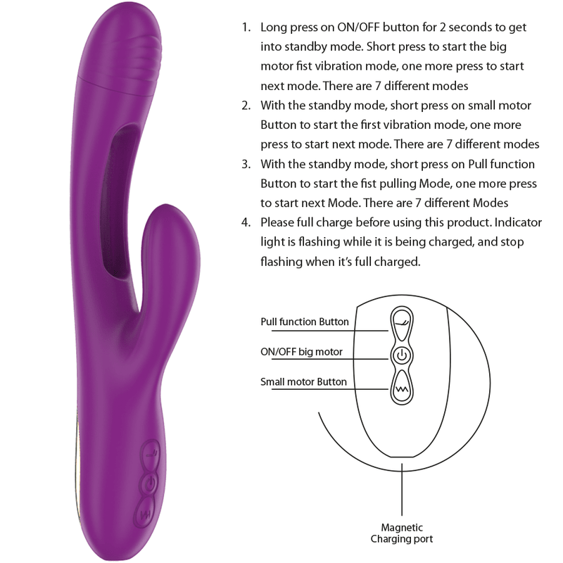 INTENSE - APOLO RECHARGEABLE MULTIFUNCTION VIBRATOR 7 VIBRATIONS WITH SWINGING MOTION PURPLE - Kink&Play