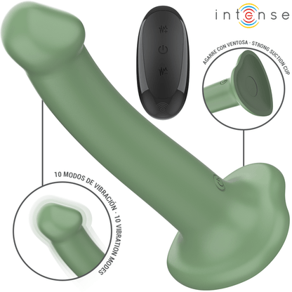 INTENSE - BECCA VIBRATOR WITH SUCTION CUP 10 VIBRATIONS GREEN REMOTE CONTROL - Kink&Play