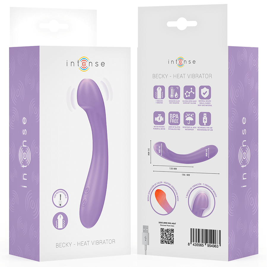 INTENSE - BECKY VIBRATOR 19 CM HEATABLE 7 VIBRATIONS PURPLE - Kink&Play