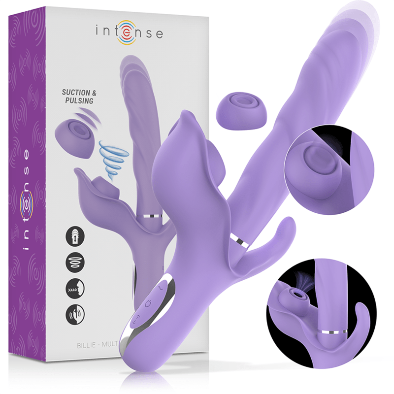INTENSE - BILLIE RECHARGEABLE MULTIFUNCTION VIBRATOR STIMULATING WAVES WITH PURPLE PUSH BUTTON - Kink&Play