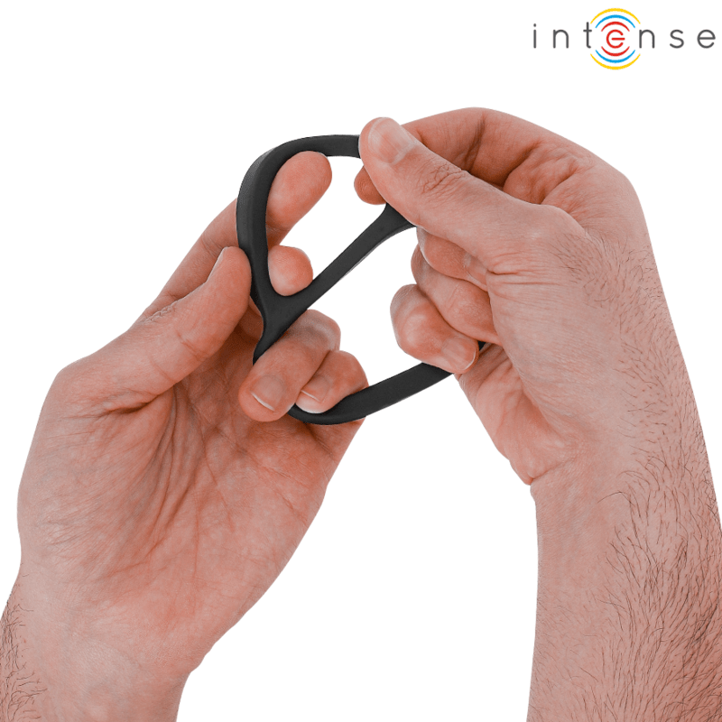 INTENSE - BOBBY DOUBLE SILICONE PENIS RING BLACK - Kink&Play