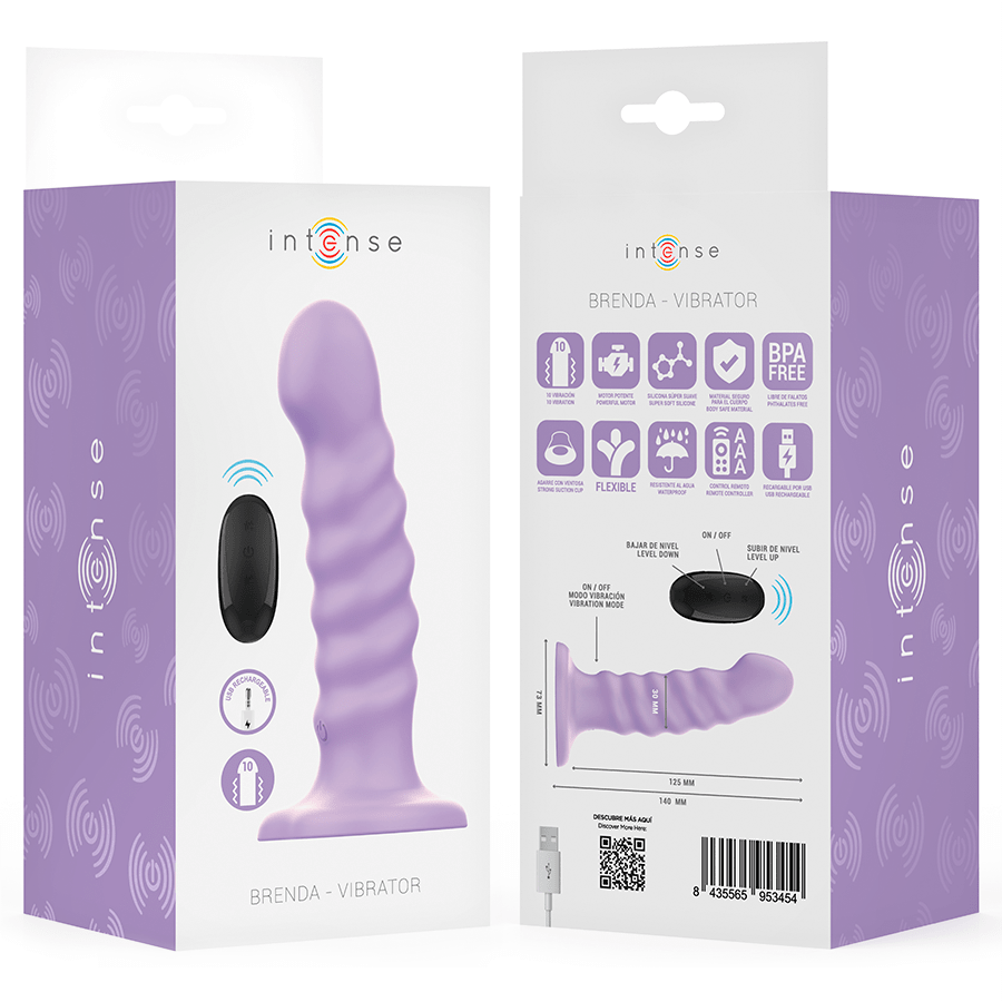 INTENSE - BRENDA VIBRATOR SIZE M SPIRAL DESIGN 10 VIBRATIONS PURPLE REMOTE CONTROL - Kink&Play