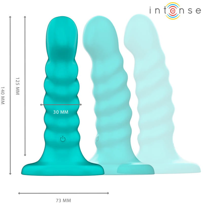 INTENSE - BUFFY VIBRATOR SIZE S SPIRAL DESIGN 10 VIBRATIONS BLUE REMOTE CONTROL - Kink&Play