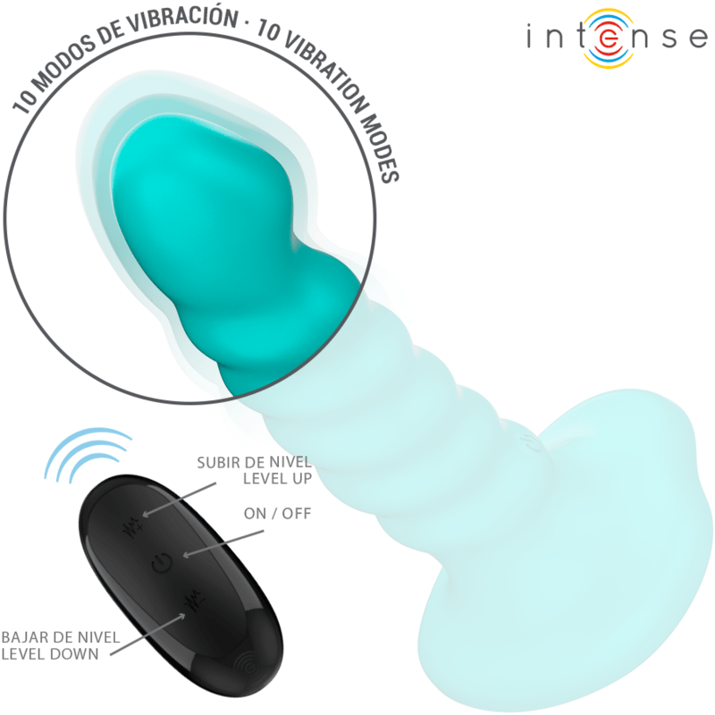 INTENSE - BUFFY VIBRATOR SIZE S SPIRAL DESIGN 10 VIBRATIONS BLUE REMOTE CONTROL - Kink&Play