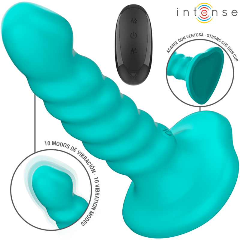INTENSE - BUFFY VIBRATOR SIZE S SPIRAL DESIGN 10 VIBRATIONS BLUE REMOTE CONTROL - Kink&Play