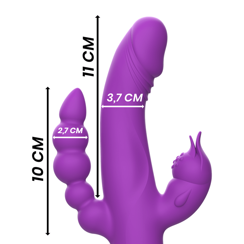 INTENSE - CASANOVA RABBIT SILICONE VIBRATOR TRIPLE MOTOR PURPLE - Kink&Play