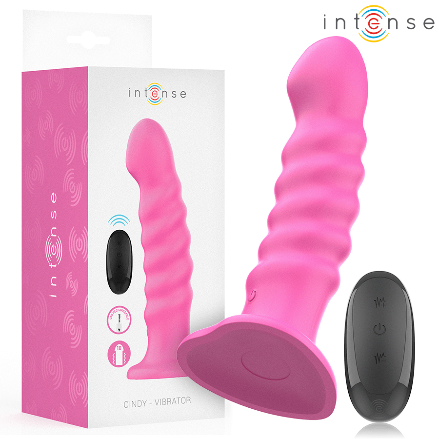 INTENSE - CINDY VIBRATOR SIZE L SPIRAL DESIGN 10 VIBRATIONS PINK REMOTE CONTROL - Kink&Play