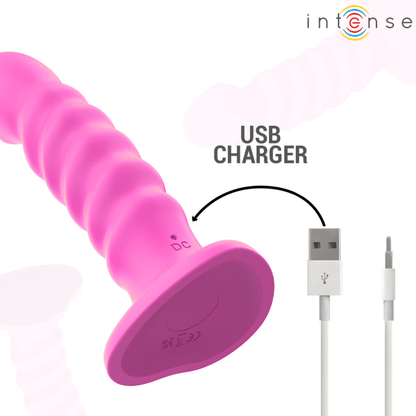 INTENSE - CINDY VIBRATOR SIZE L SPIRAL DESIGN 10 VIBRATIONS PINK REMOTE CONTROL - Kink&Play