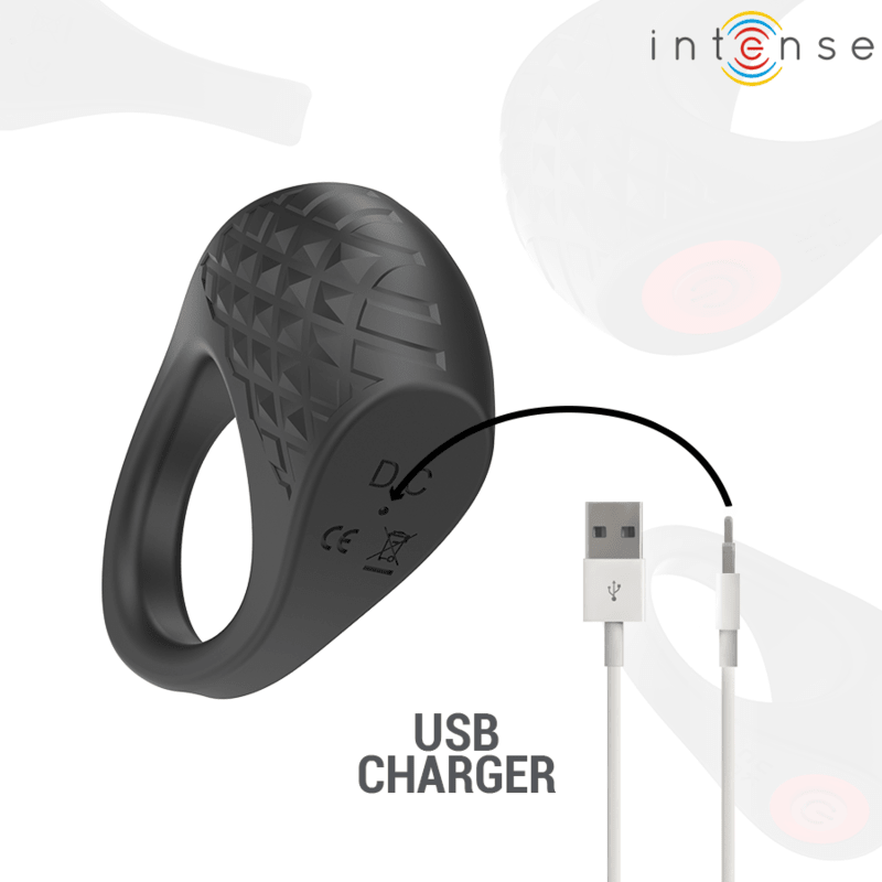 INTENSE - CLOVER VIBRATOR PENIS RING 10 VIBRATIONS BLACK - Kink&Play