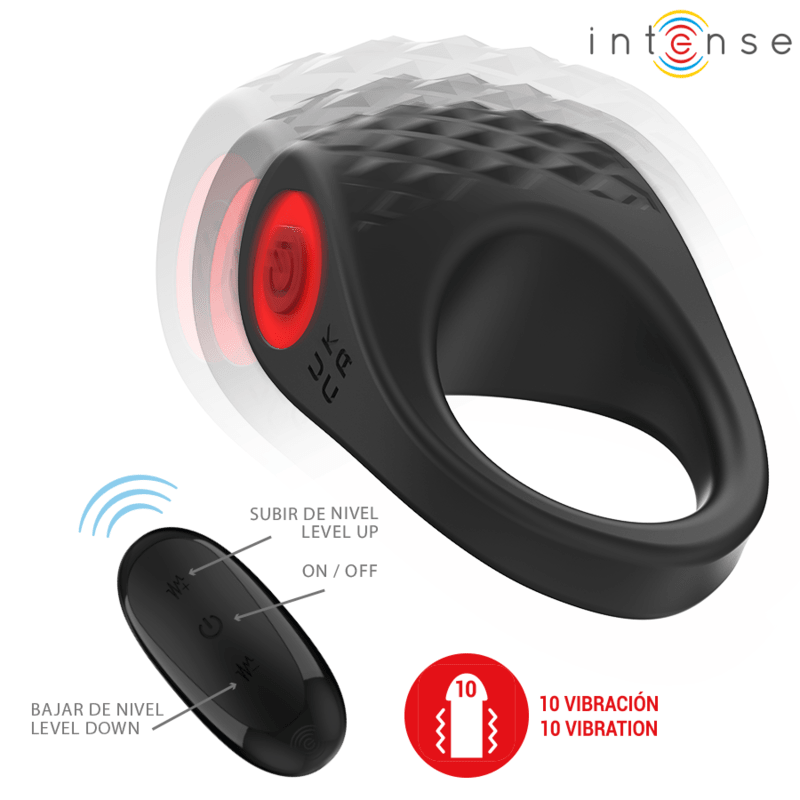 INTENSE - CLOVER VIBRATOR PENIS RING 10 VIBRATIONS BLACK - Kink&Play