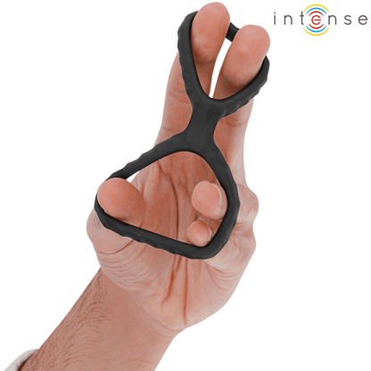 INTENSE - DEWEY DOUBLE SILICONE PENIS RING BLACK MODEL 2 - Kink&Play