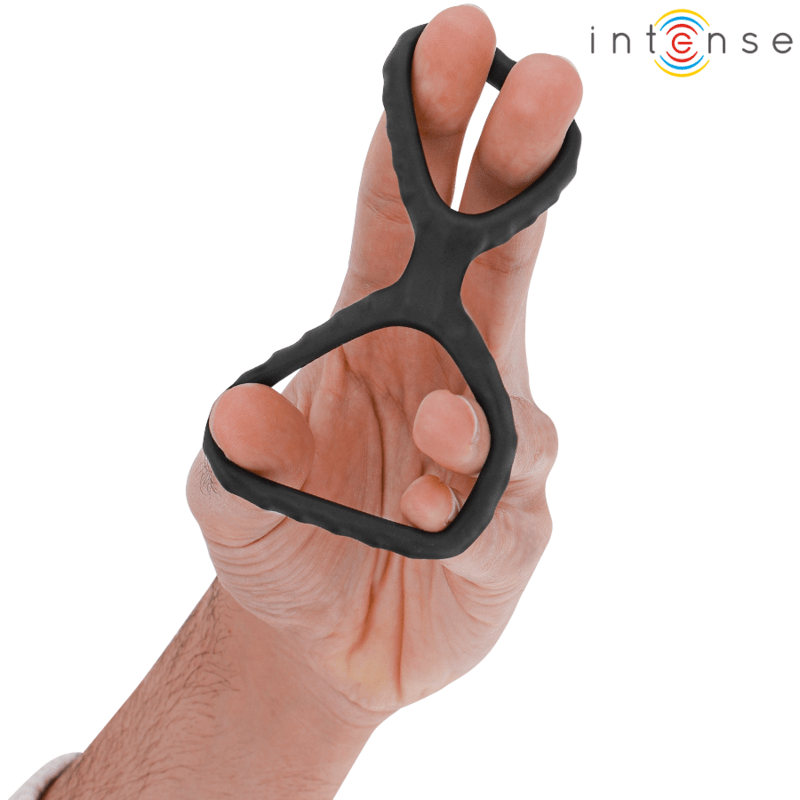 INTENSE - DEWEY DOUBLE SILICONE PENIS RING BLACK MODEL 2 - Kink&Play
