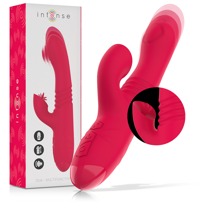INTENSE - DUA MULTIFUNCTION RECHARGEABLE UP & DOWN VIBRATOR WITH RED TONGUE - Kink&Play