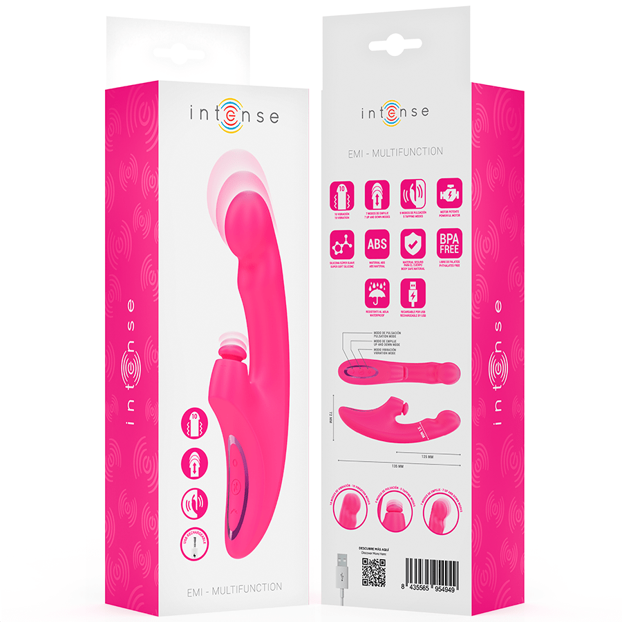 INTENSE - EMI VIBRATOR 13.5 CM MULTIFUNCTION 3 IN 1 10 VIBRATIONS PINK - Kink&Play