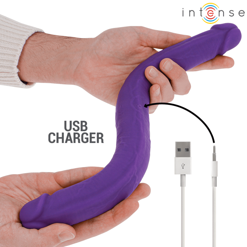 INTENSE - GUNTER DILDO DOUBLE VIBRATOR 40 CM PURPLE REMOTE CONTROL - Kink&Play