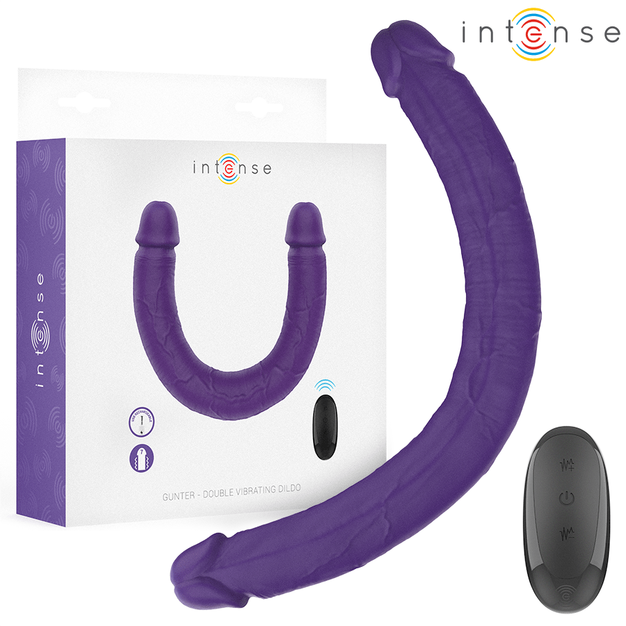 INTENSE - GUNTER DILDO DOUBLE VIBRATOR 40 CM PURPLE REMOTE CONTROL - Kink&Play