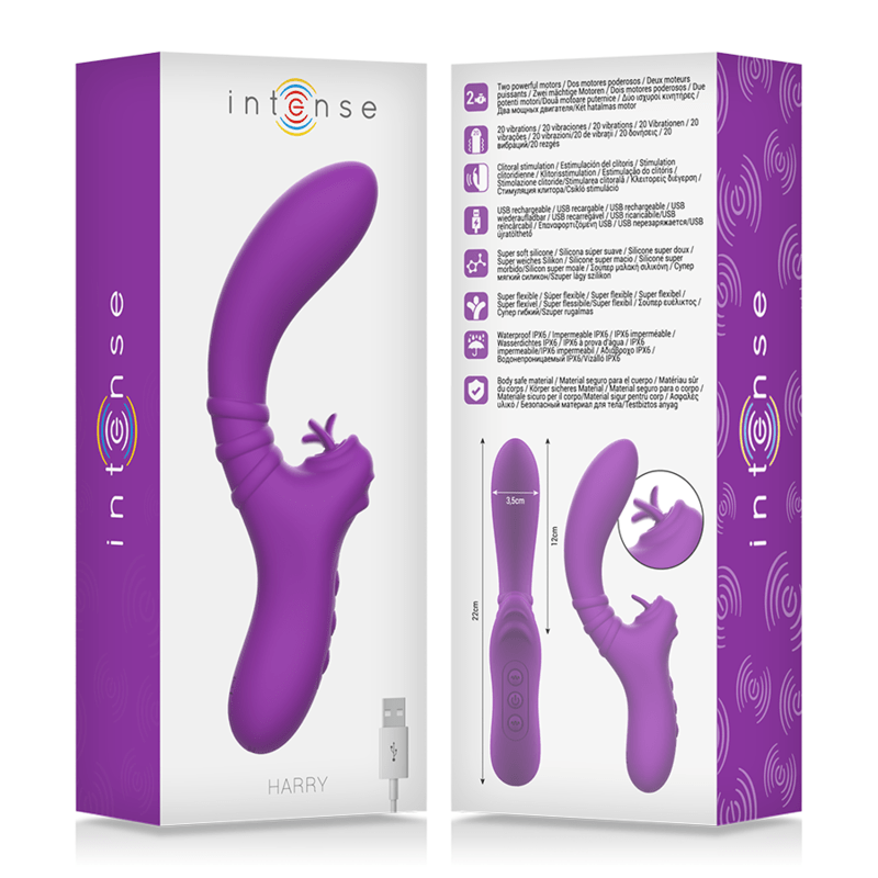 INTENSE - HARRY FLEXIBLE VIBRATOR WITH PURPLE TONGUE - Kink&Play