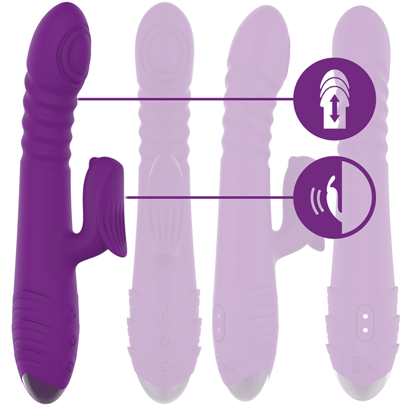 INTENSE - IGGY MULTIFUNCTION RECHARGEABLE VIBRATOR UP & DOWN WITH CLITORAL STIMULATOR PURPLE - Kink&Play