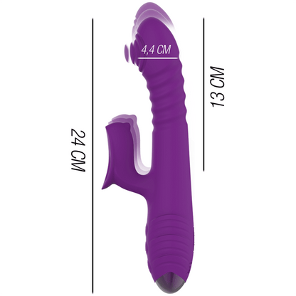 INTENSE - IGGY MULTIFUNCTION RECHARGEABLE VIBRATOR UP & DOWN WITH CLITORAL STIMULATOR PURPLE - Kink&Play