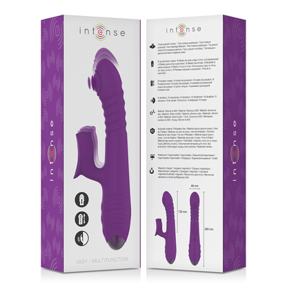 INTENSE - IGGY MULTIFUNCTION RECHARGEABLE VIBRATOR UP & DOWN WITH CLITORAL STIMULATOR PURPLE - Kink&Play
