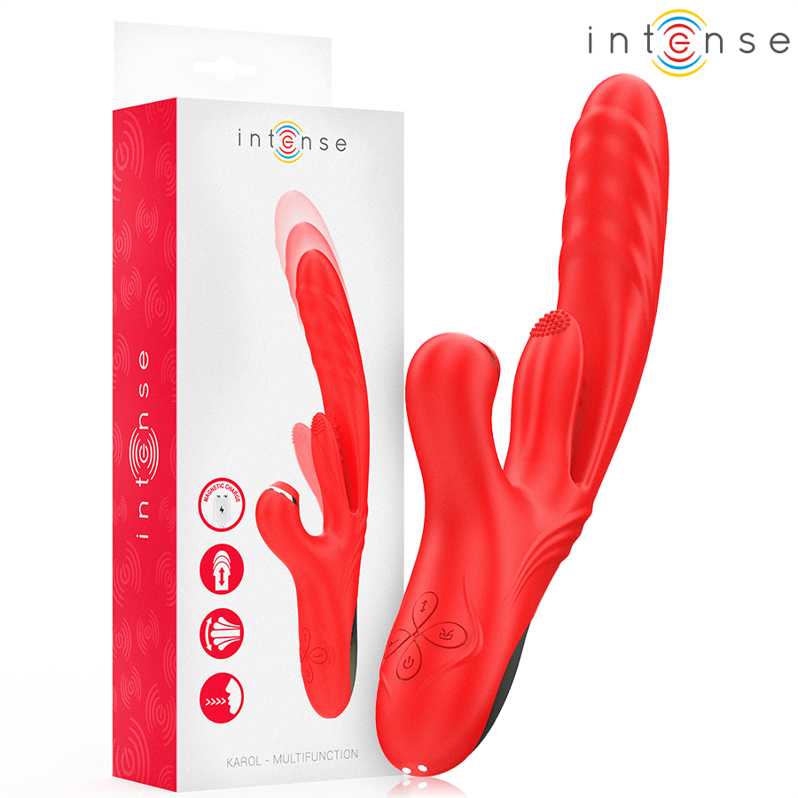 INTENSE - KAROL MULTIFUNCTION VIBRATOR THRUST & STIMULATION & STIMULATING WAVES RED - Kink&Play
