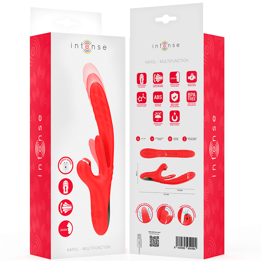 INTENSE - KAROL MULTIFUNCTION VIBRATOR THRUST & STIMULATION & STIMULATING WAVES RED - Kink&Play